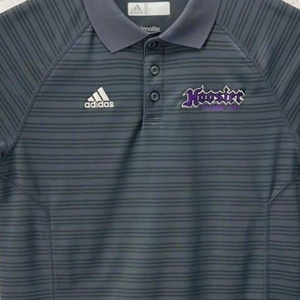 Adidas Climate Hoosiers Short Sleeve Polo Men's Size Small Gray Employee Shirt